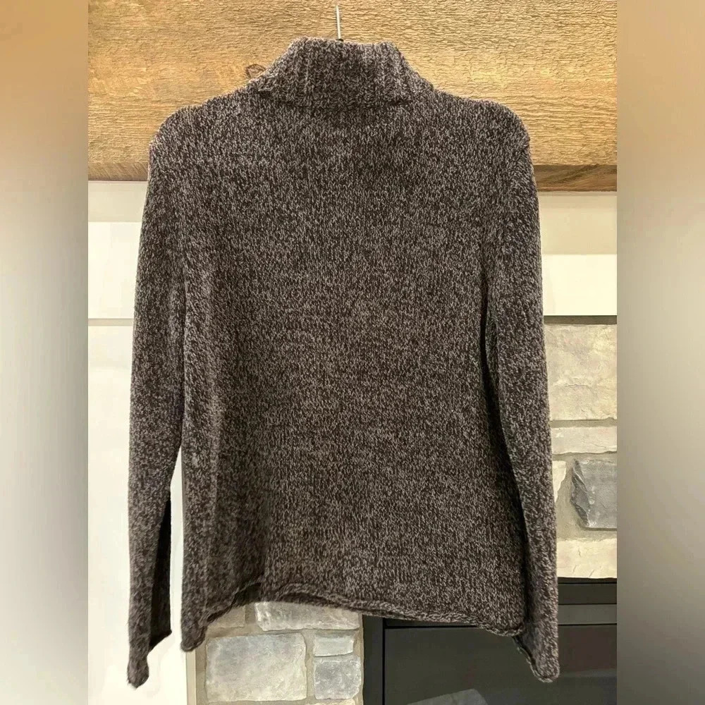 J Jill Sweater L BROWN BLACK Pullover 1/4 Zip Cozy Layer Snow Winter Lodge - Picture 2 of 9
